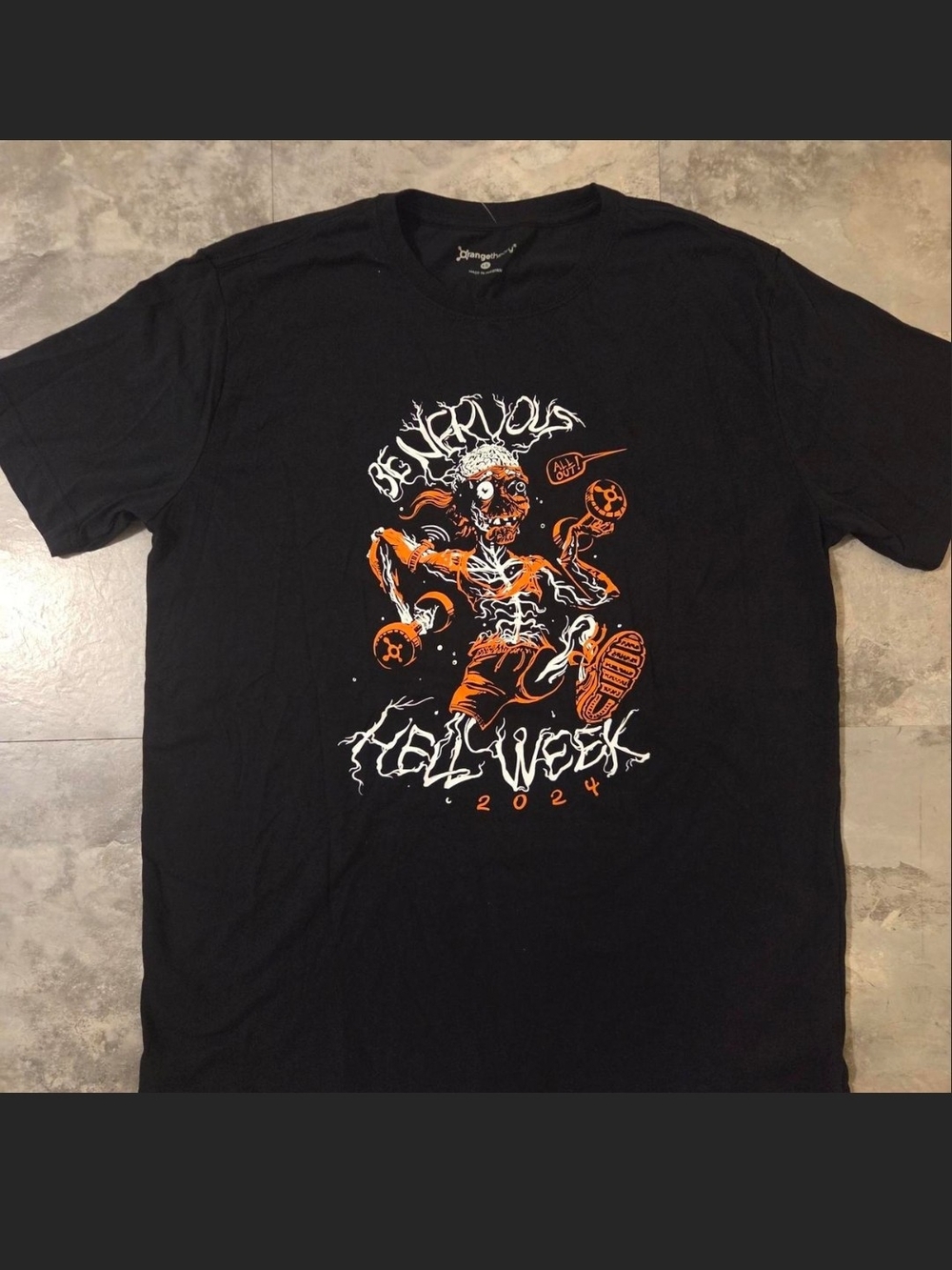 Orangetheory Black Short-Sleeve Tee with Orange & White Graphic